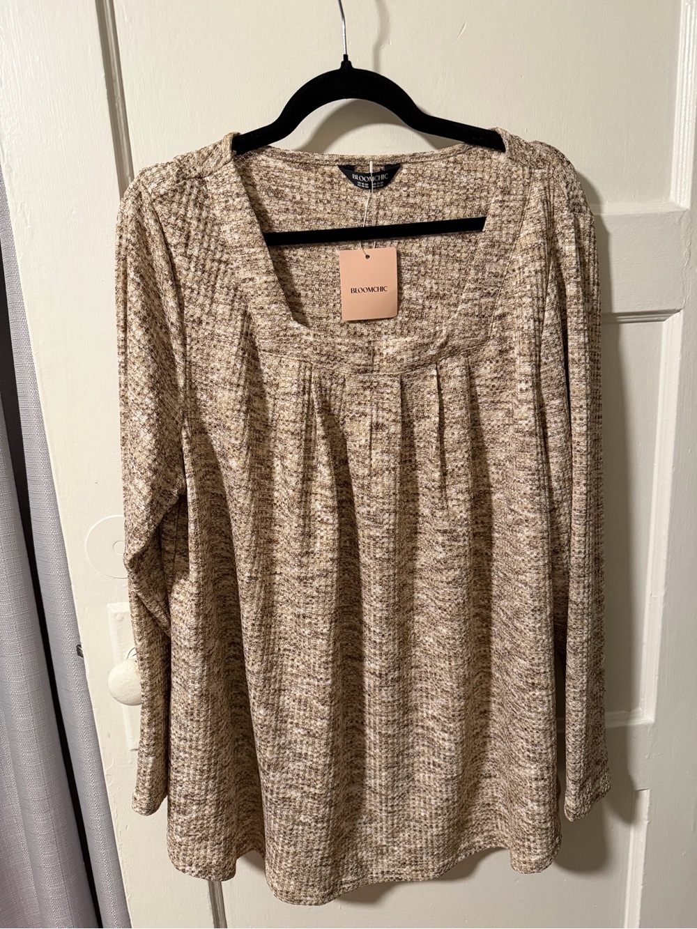 NWT BloomChic Waffle Knit Square Neck Tunic Top Cream 18-20 2X